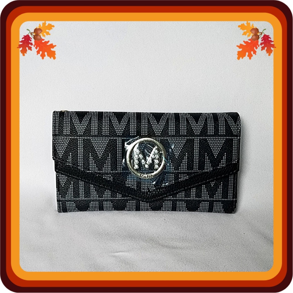 NWT Mia K. Farrow Black Signature Wristlet